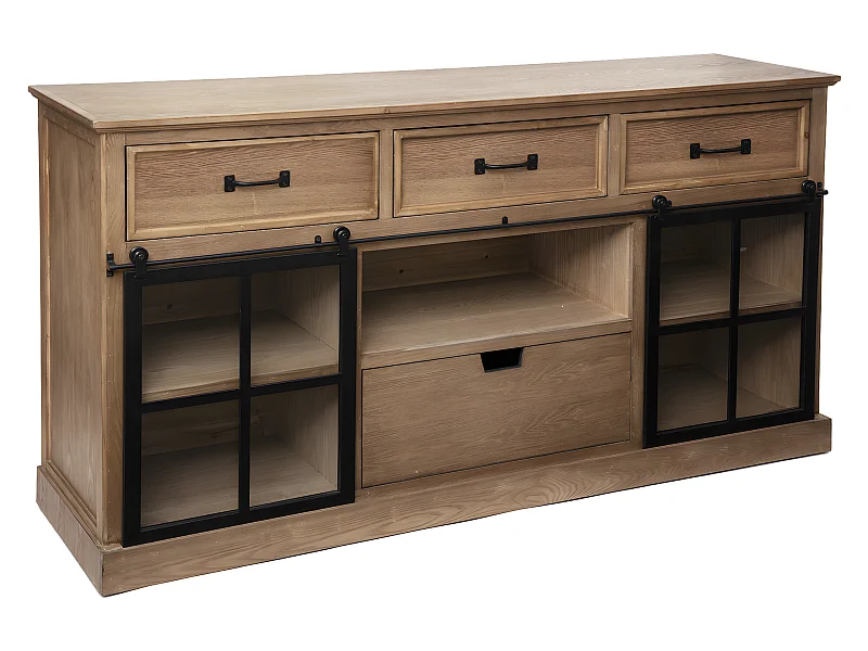 Buffet 2 Portes & 4 Tiroirs "Danik" 160cm Naturel