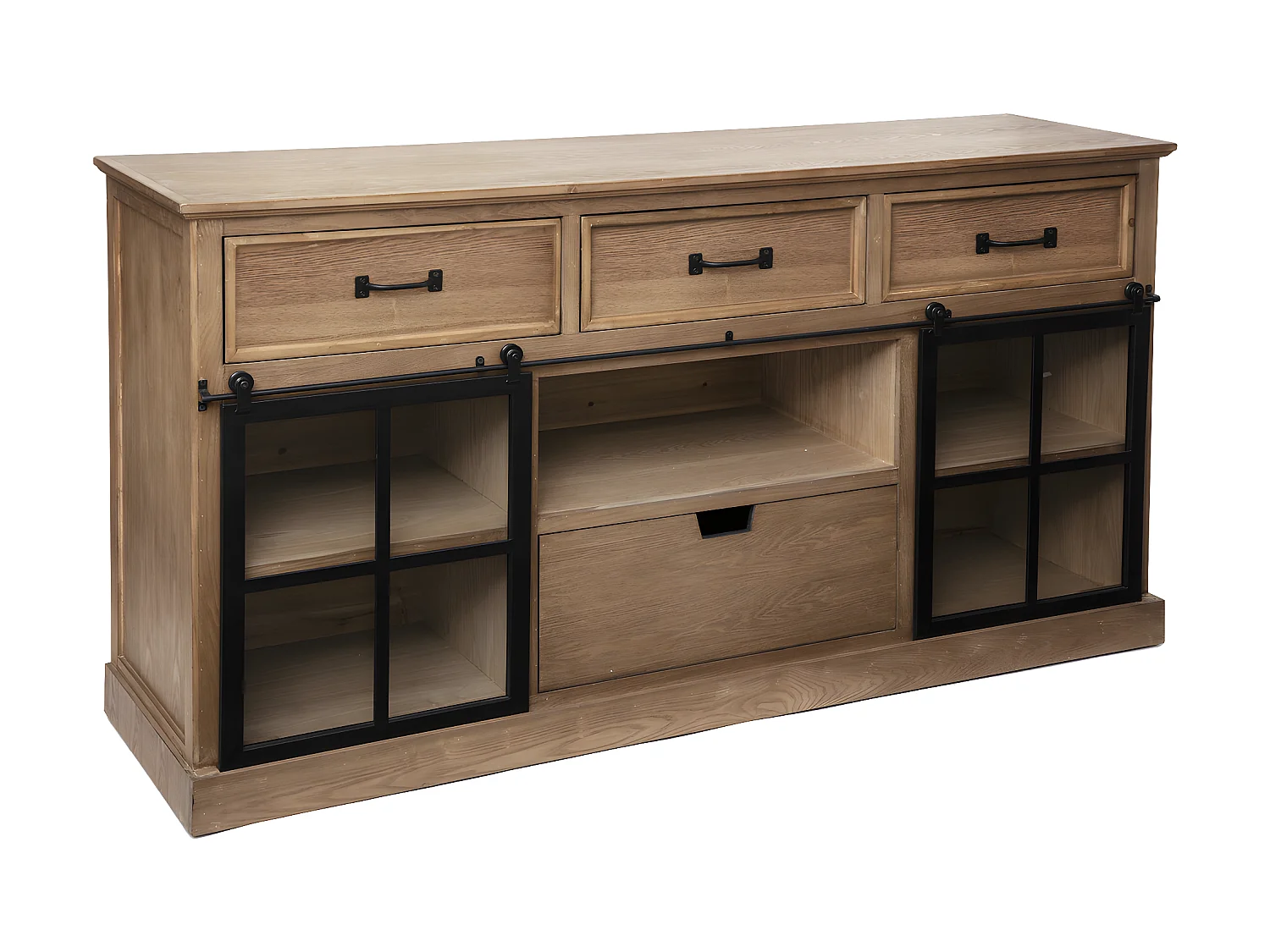 Buffet 2 Portes & 4 Tiroirs "Danik" 160cm Naturel