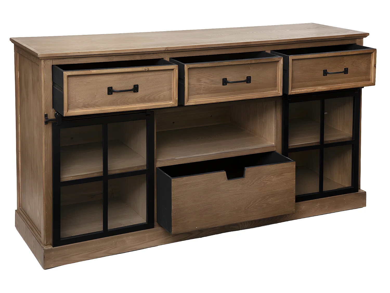 Buffet 2 Portes & 4 Tiroirs "Danik" 160cm Naturel