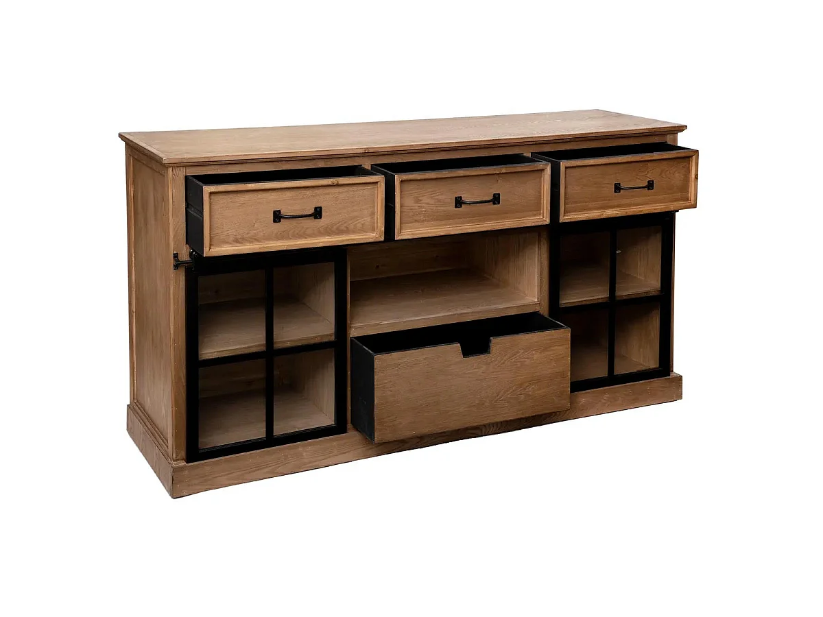 Buffet 2 Portes & 4 Tiroirs "Danik" 160cm Naturel