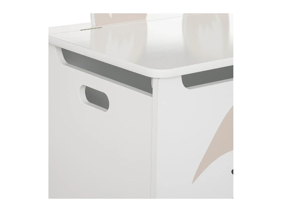 Coffre à Jouets Enfant "Renard" 54cm Blanc