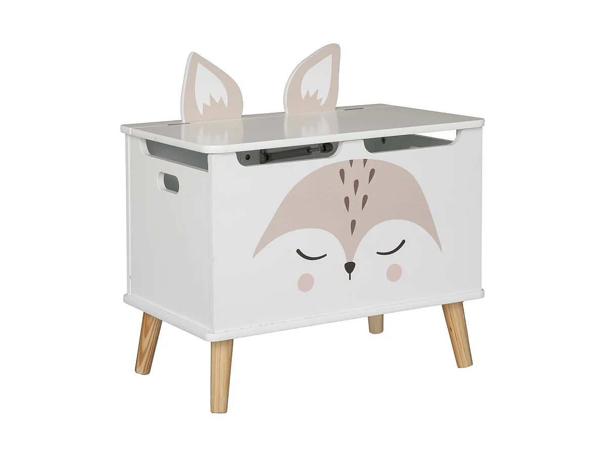 Coffre à Jouets Enfant "Renard" 54cm Blanc
