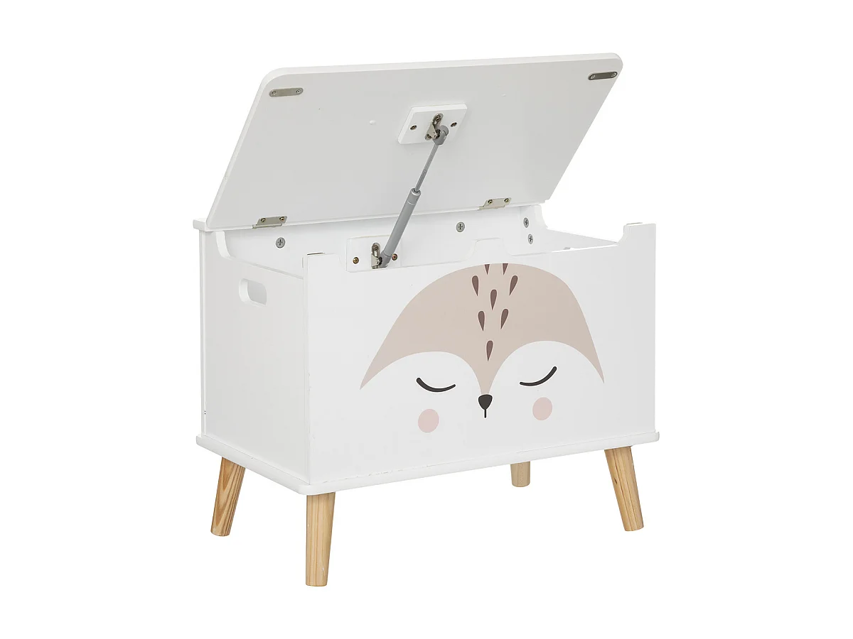Coffre à Jouets Enfant "Renard" 54cm Blanc