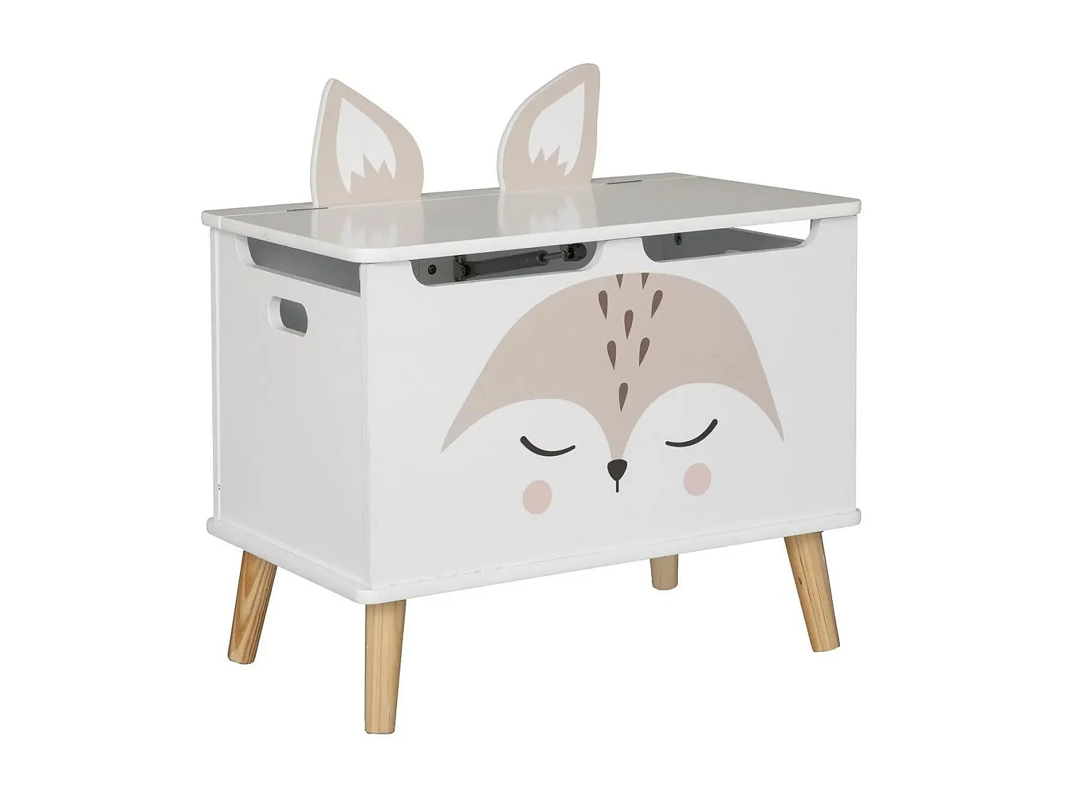 Baúl Infantil Fox Douceur con Almacenamiento Abierto Blanco y Roble 53 cm
