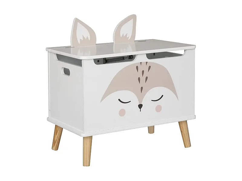 Baúl Infantil Fox Douceur con Almacenamiento Abierto Blanco y Roble 53 cm