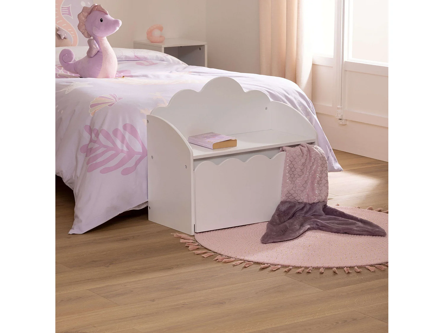 Banco de arrumação infantil com gaveta Nube Douceur Branco 60 cm