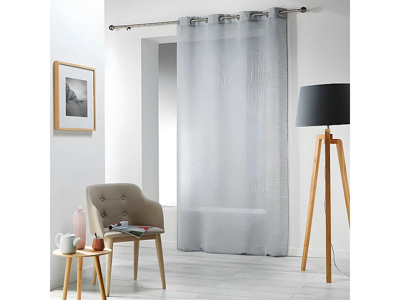 Rideau Voilage à Œillets "Carlin" 140x240cm Gris
