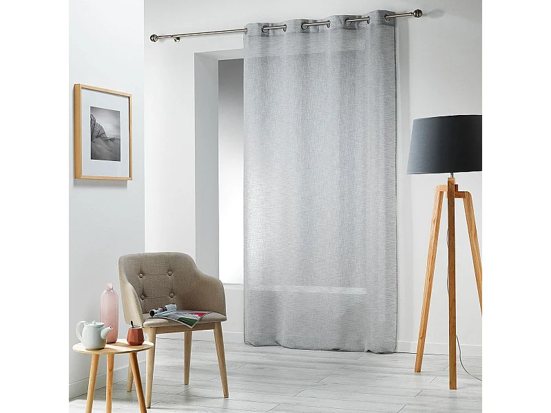 Rideau Voilage à Œillets "Carlin" 140x240cm Gris