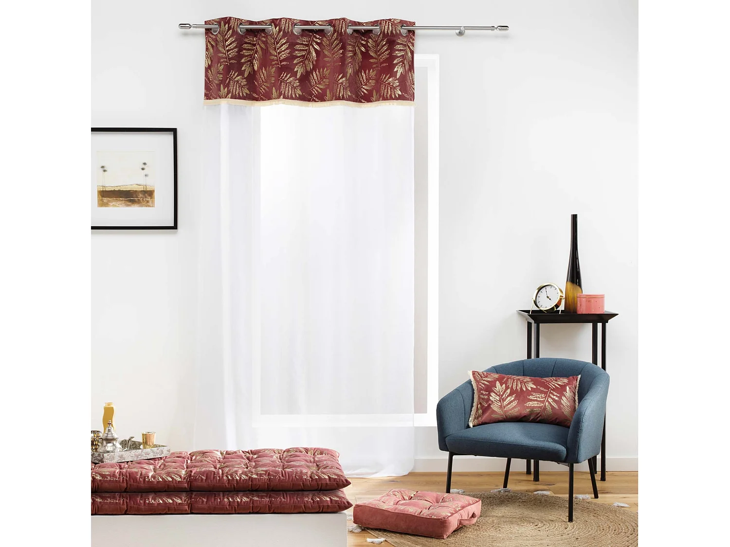 Rideau Voilage à Œillets "Adelor" 140x240cm Rose