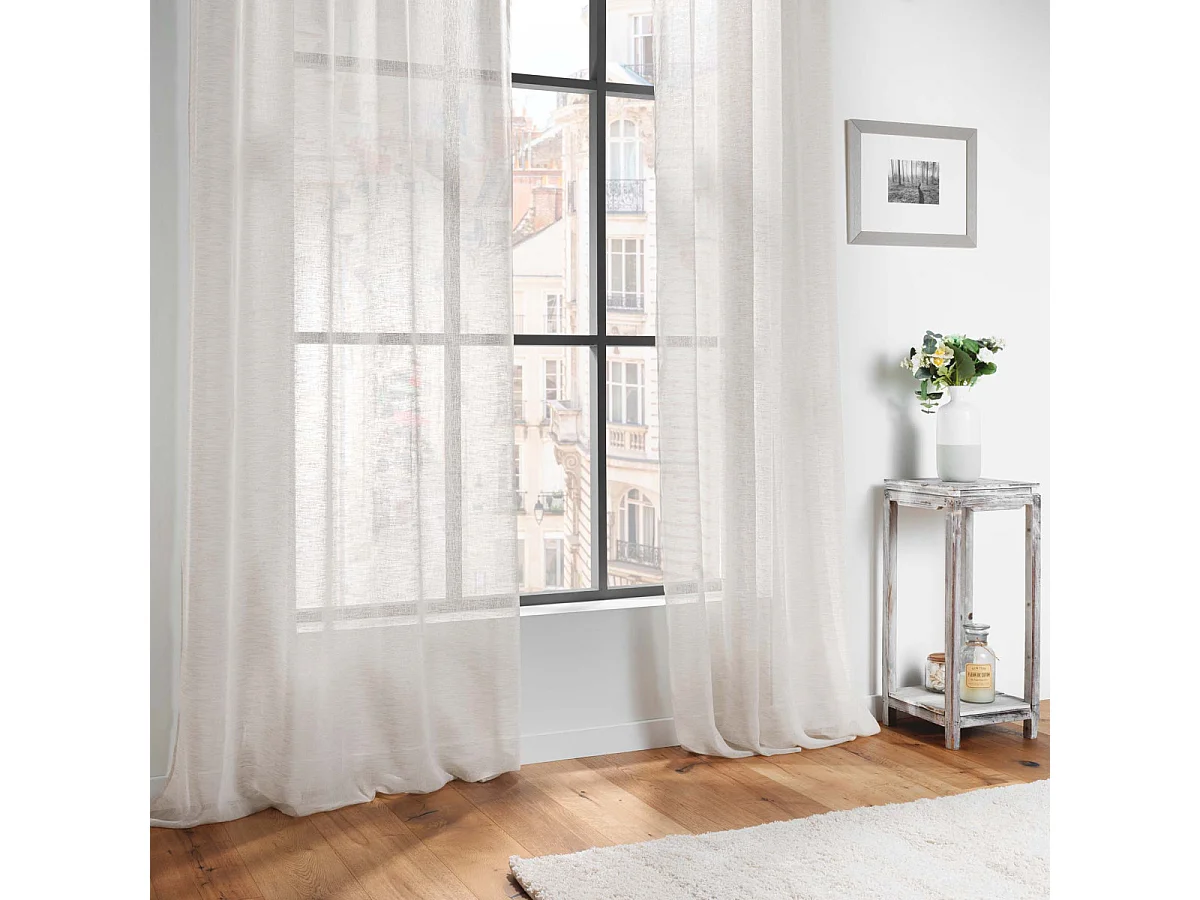 Rideau Voilage à Œillets "Carlin" 140x240cm Beige Lin