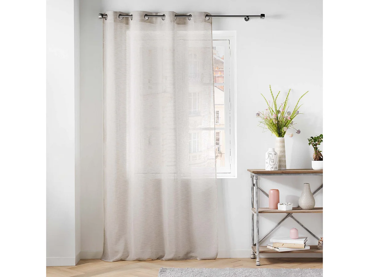 Rideau Voilage à Œillets "Carlin" 140x240cm Beige Lin