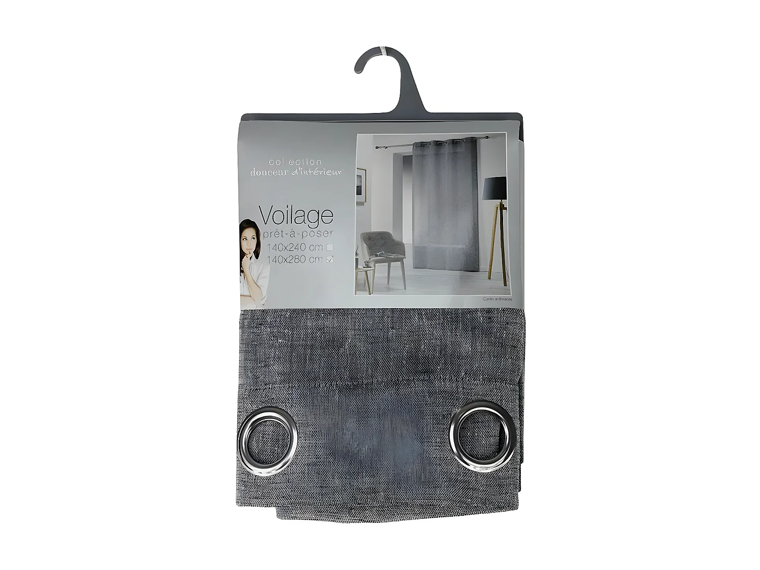 Rideau Voilage à Œillets "Carlin" 140x240cm Anthracite