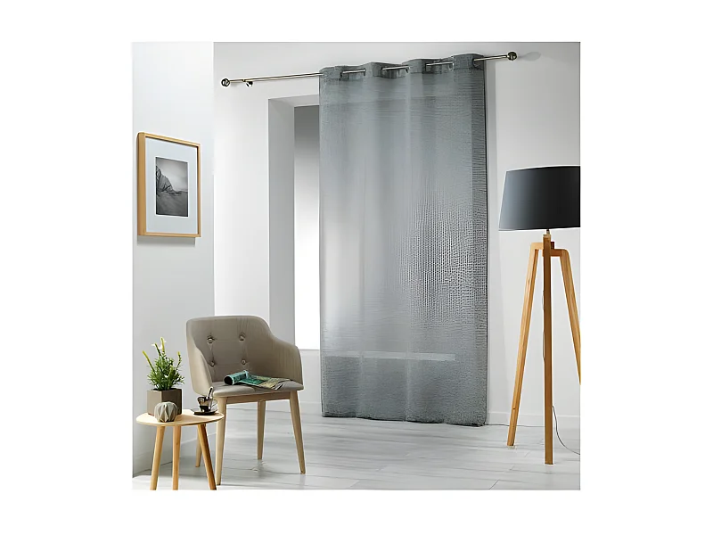 Rideau Voilage à Œillets "Carlin" 140x240cm Anthracite