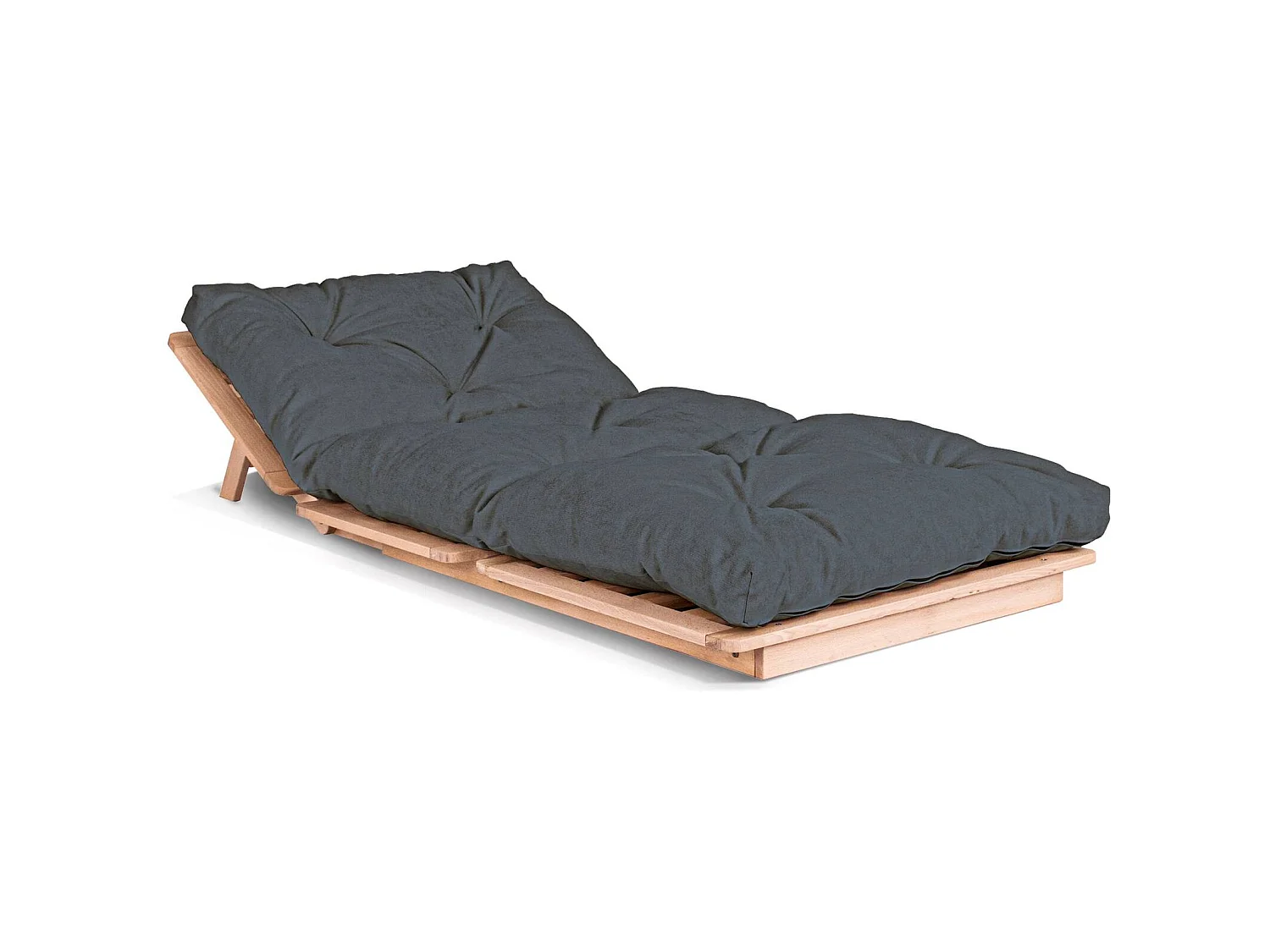 Canapé Lit Convertible en Bois avec Matelas Beige Confort Graphite