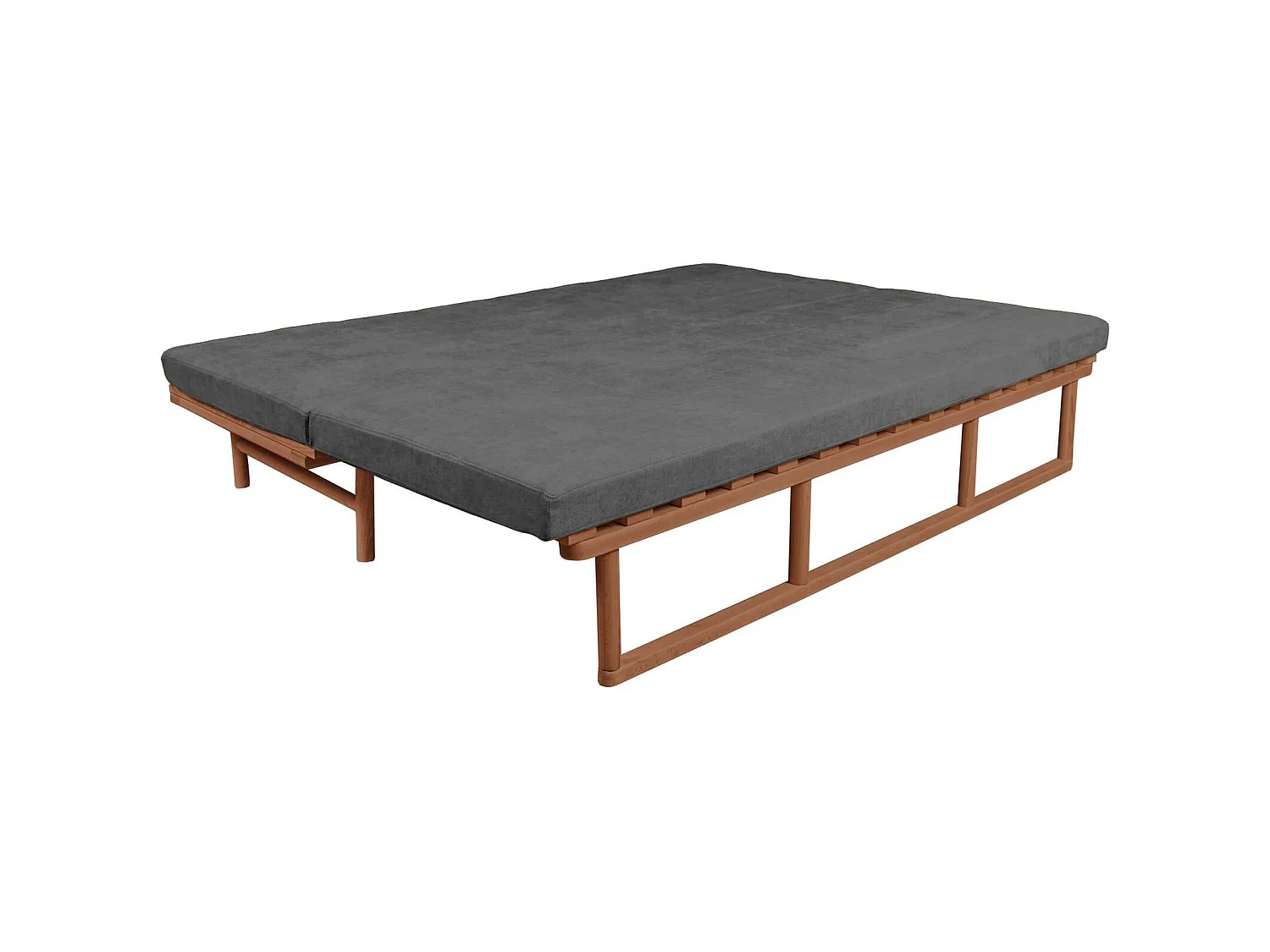 Canapé Lit Convertible Design en Tissu Beige et Bois Gris cendré