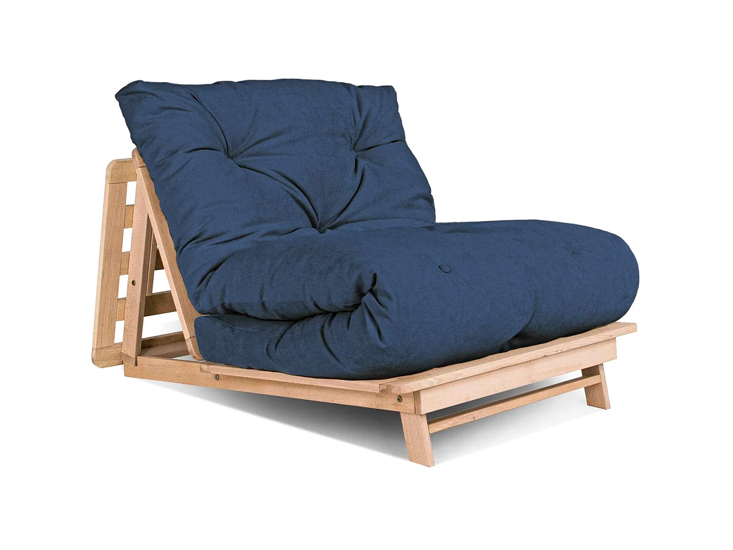 Canapé Lit Convertible en Bois avec Matelas Beige Confort Marron