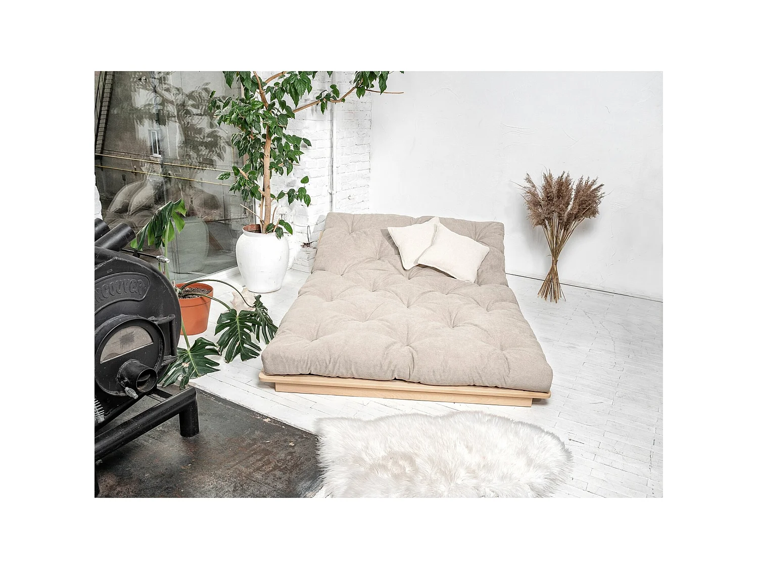 Canapé lit convertible futon layti Gris cendré