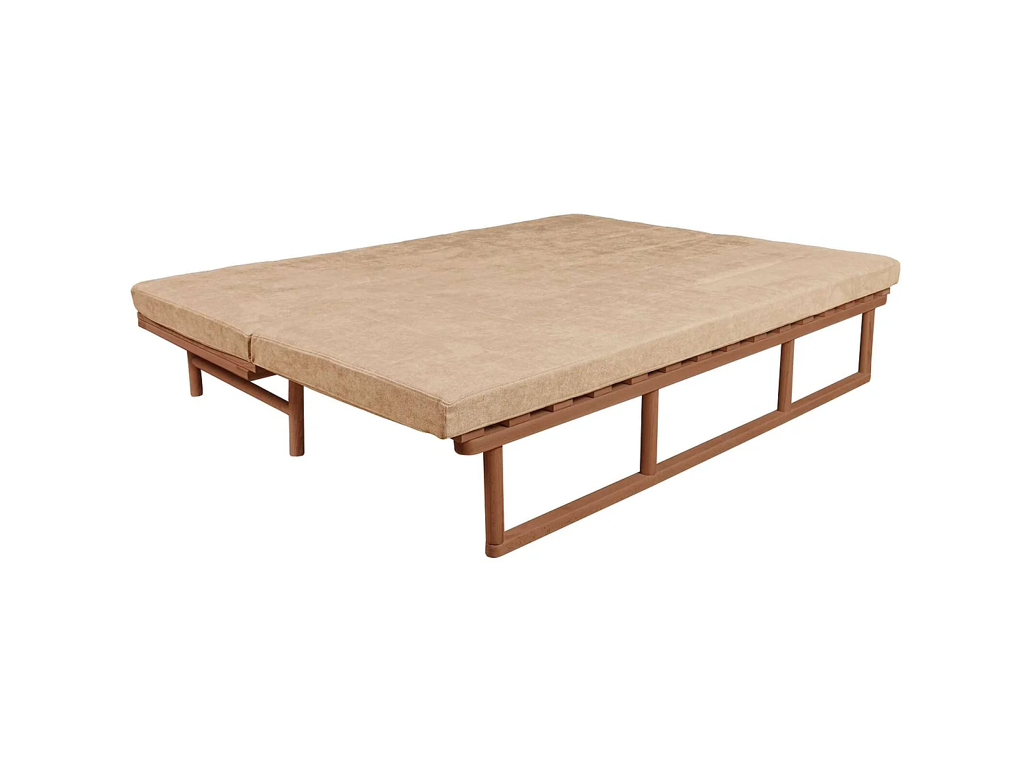 Canapé Lit Convertible Design en Tissu Beige et Bois Beige