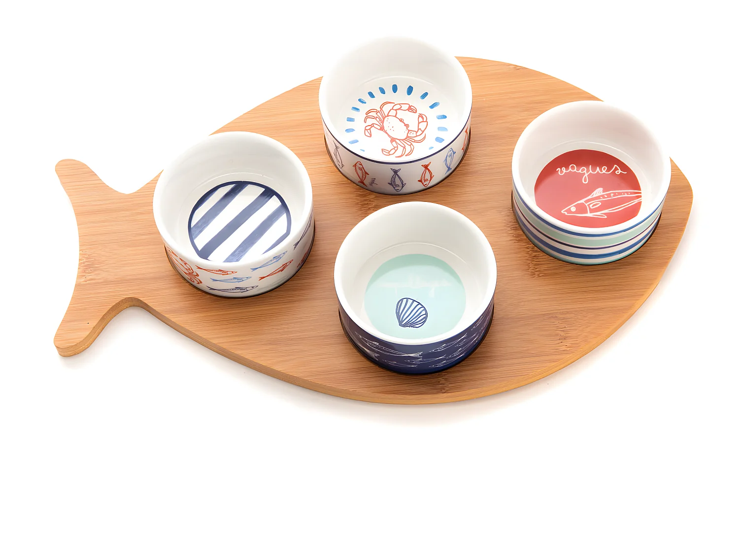 Plateau poisson et ses 4 bols Ariel