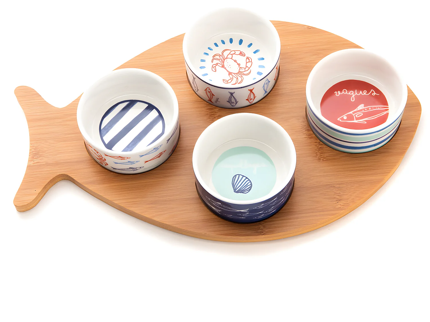 Plateau poisson et ses 4 bols Ariel