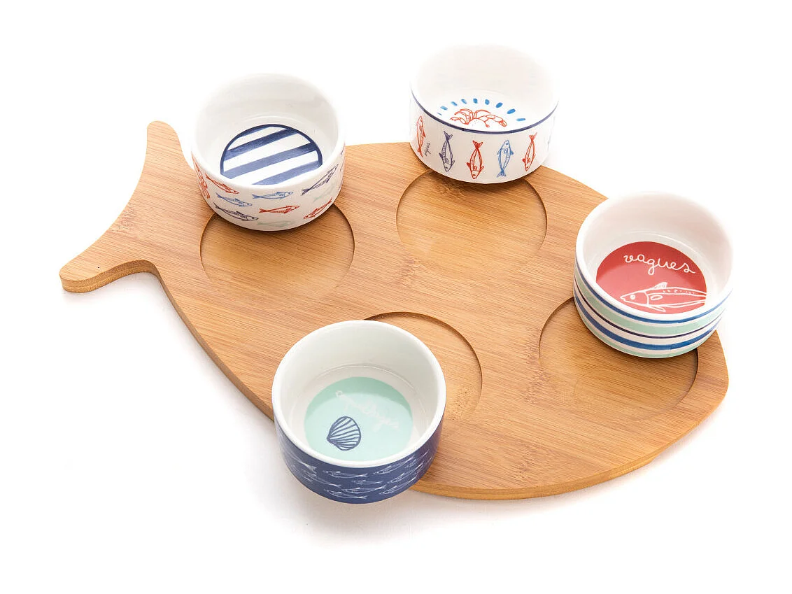 Plateau poisson et ses 4 bols Ariel