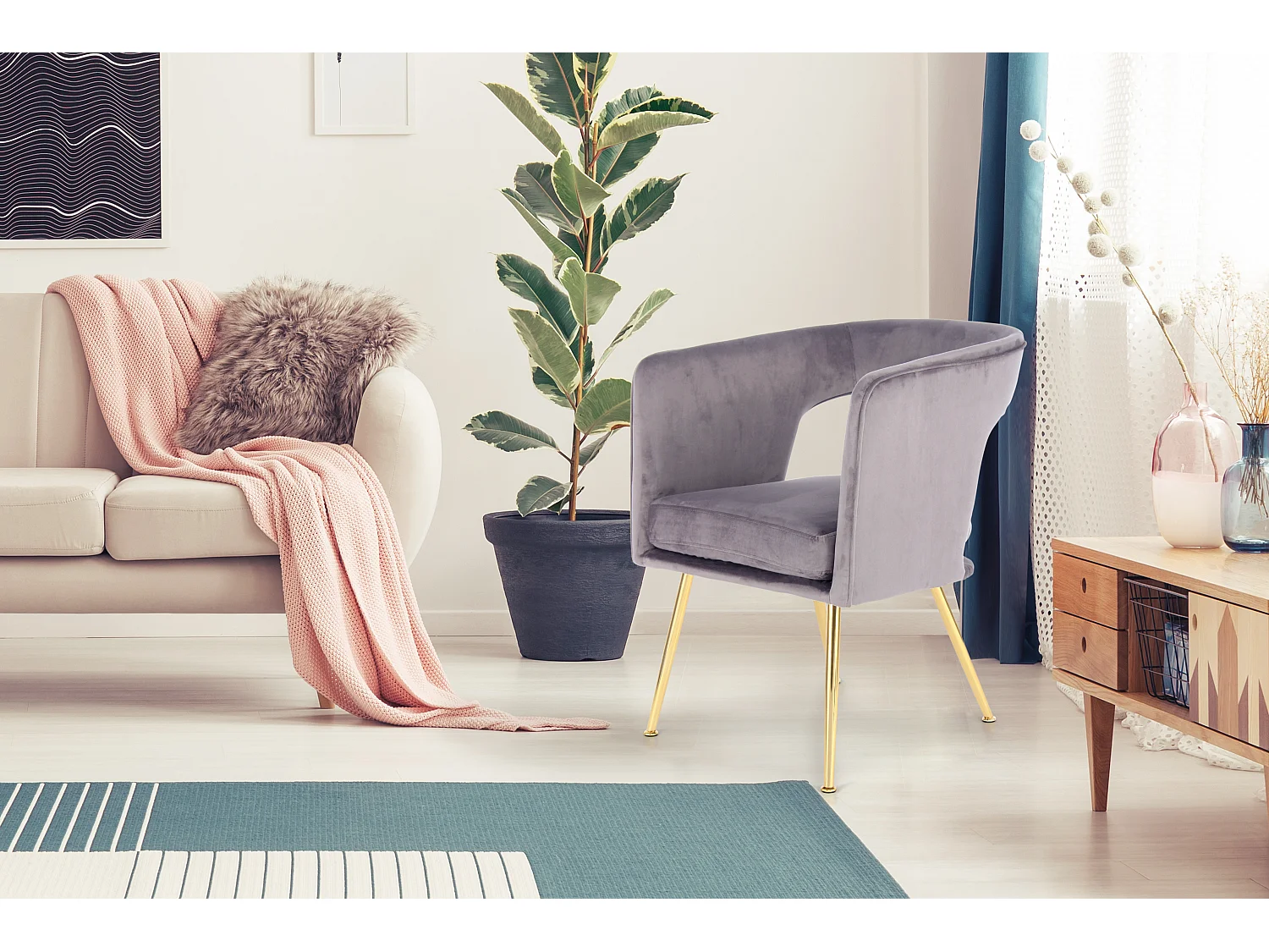 Chaise Design "Jolene" 77cm Gris