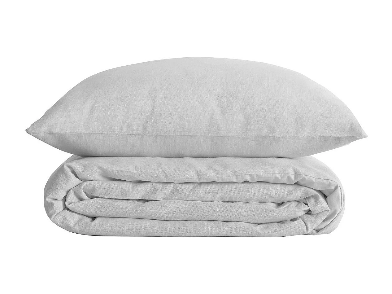 Parure de lit 2 Personnes en percale de coton Blanc 260 x 240 cm Housse de couette avec 2 taies