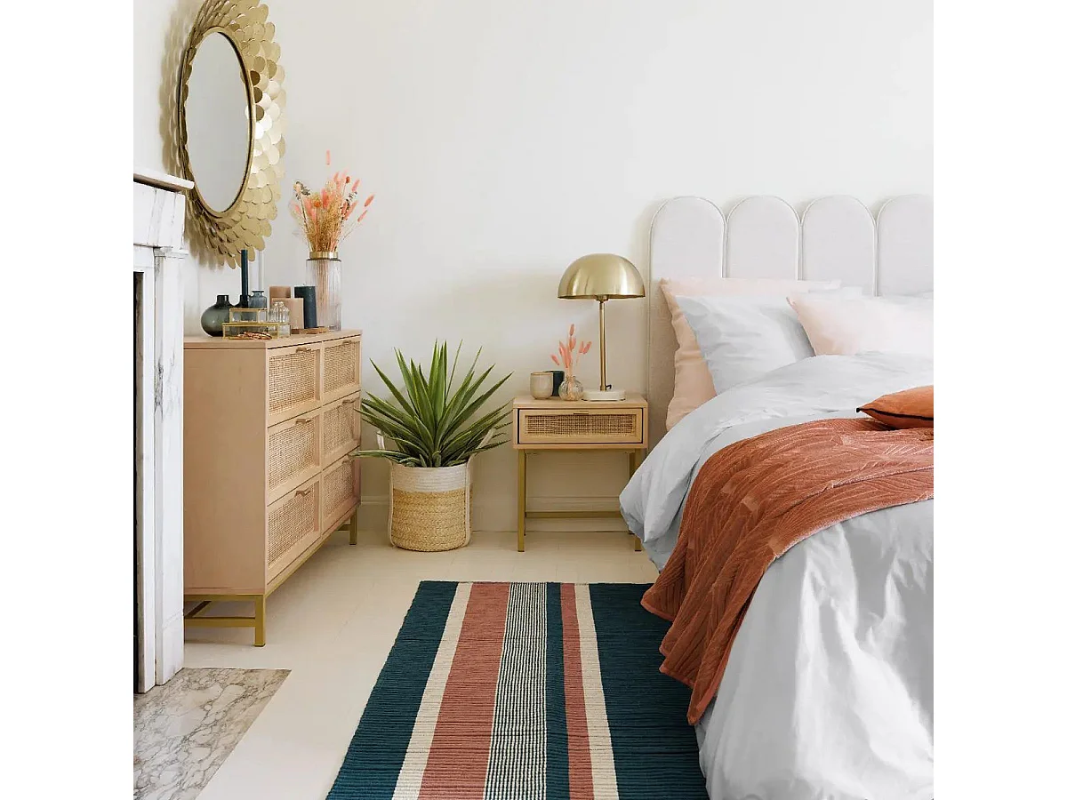 Parure de lit 2 Personnes en percale de coton Blanc 260 x 240 cm Housse de couette avec 2 taies