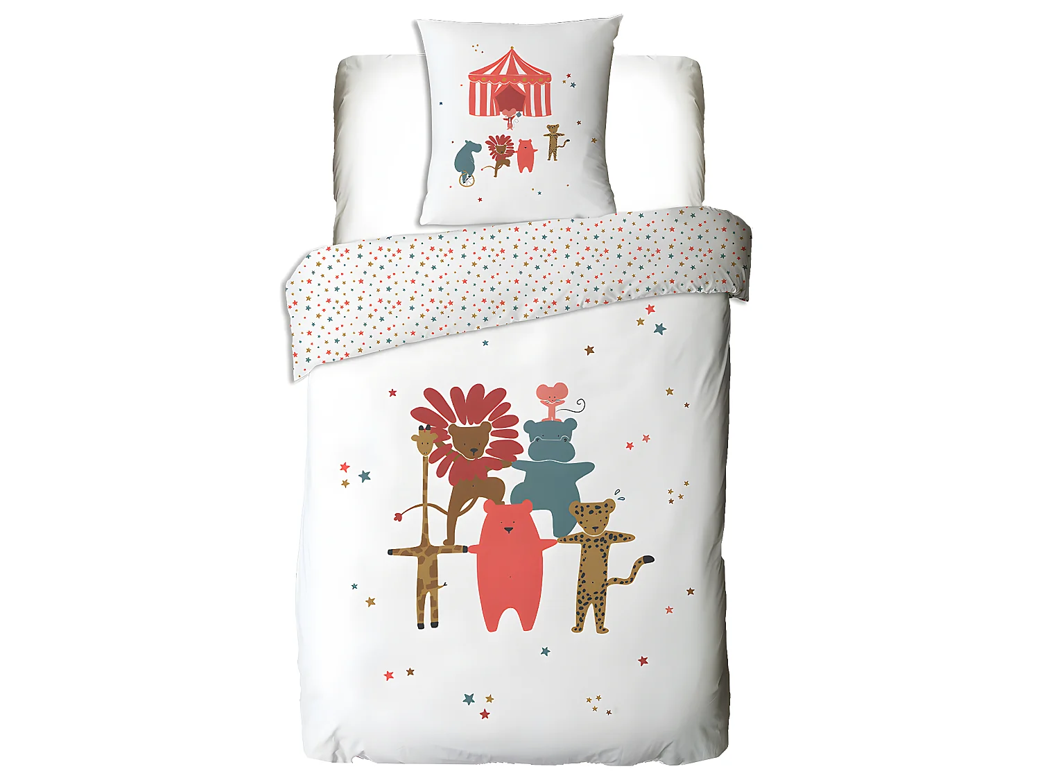 Parure de lit enfant animaux du cirque 140x200cm