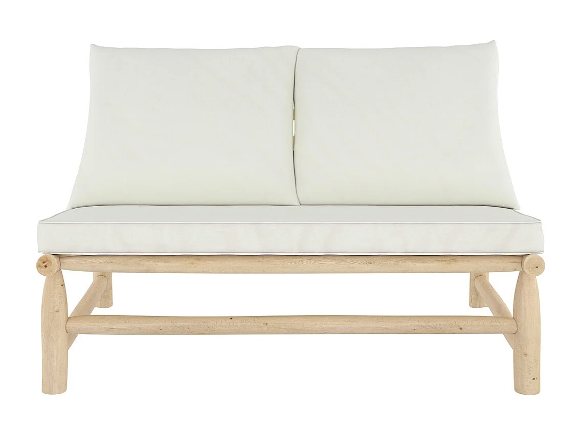 Salon de jardin 3 personnes en bois de teck massif et tissu - Makam