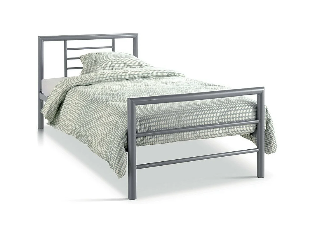 Lit ECHO – Lit simple 90x200 cm gris métal avec sommier inclus