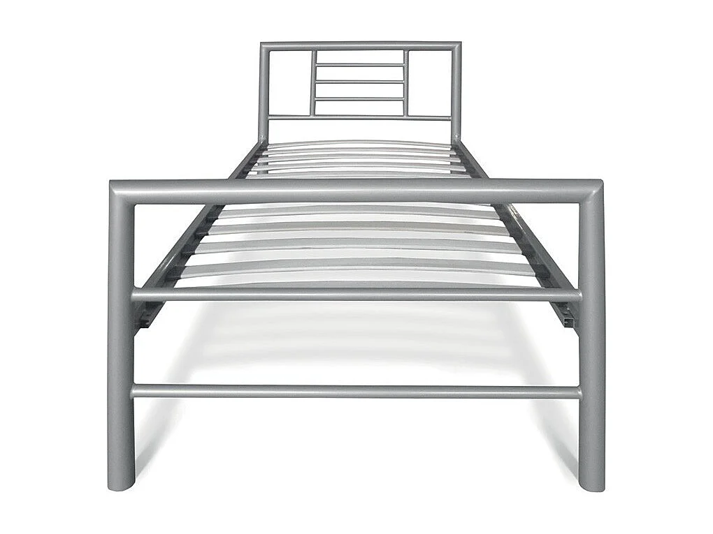 Cama de metal simples ECHO, 90x200 cm, cinza brilhante com estrado incluído