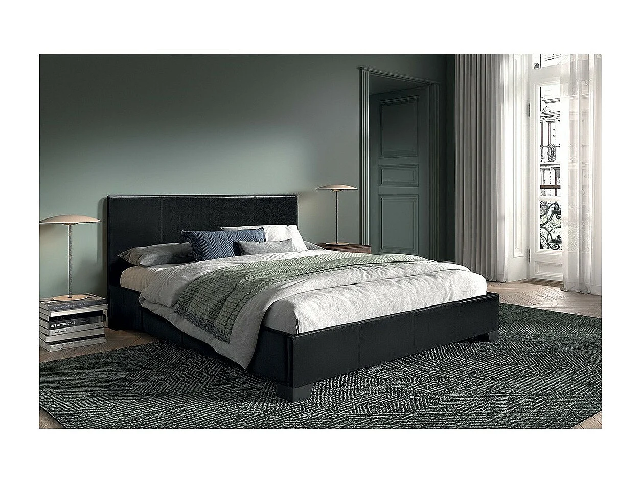 Doppelbett Design in Schwarz für Erwachsene, Kollektion ROMA, 160x200 cm, mit Lattenrost