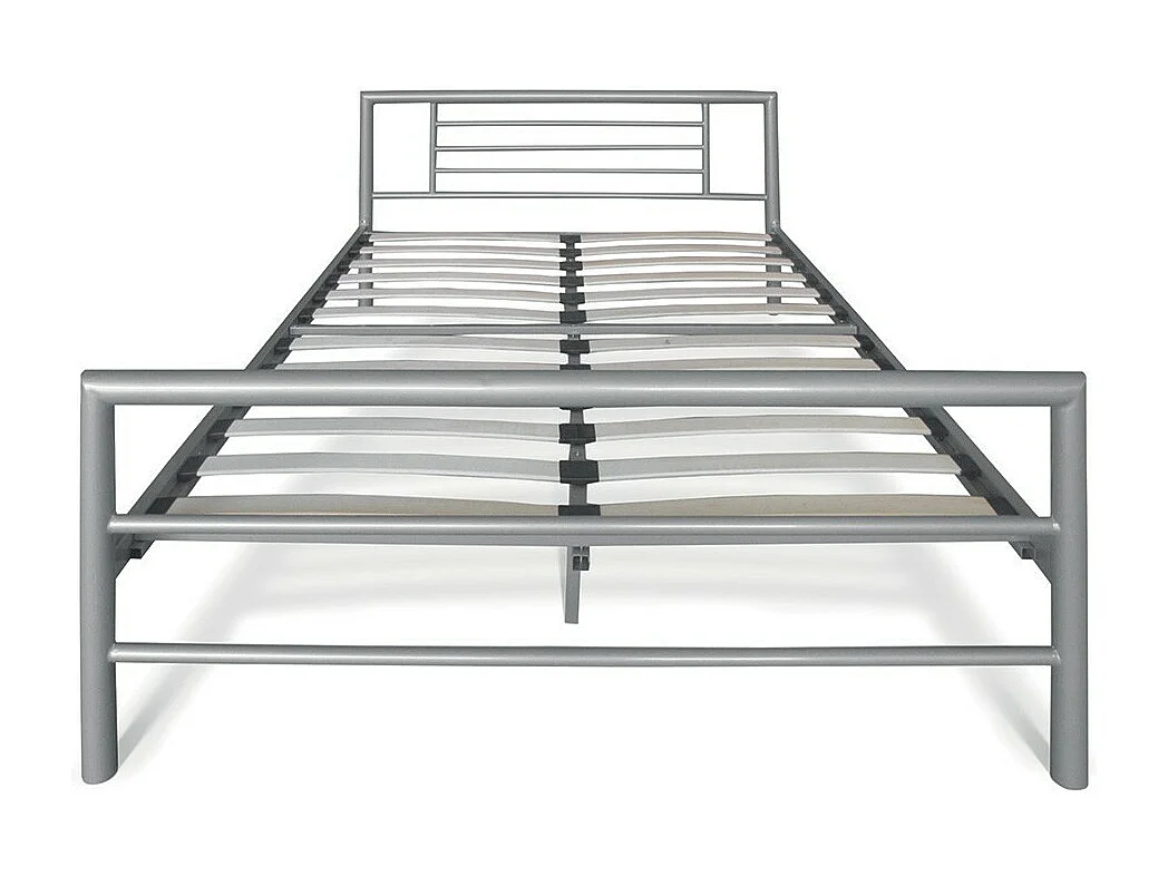 Metalen tweepersoonsbed ECHO, 160x200 cm, glanzend grijs inclusief lattenbodem