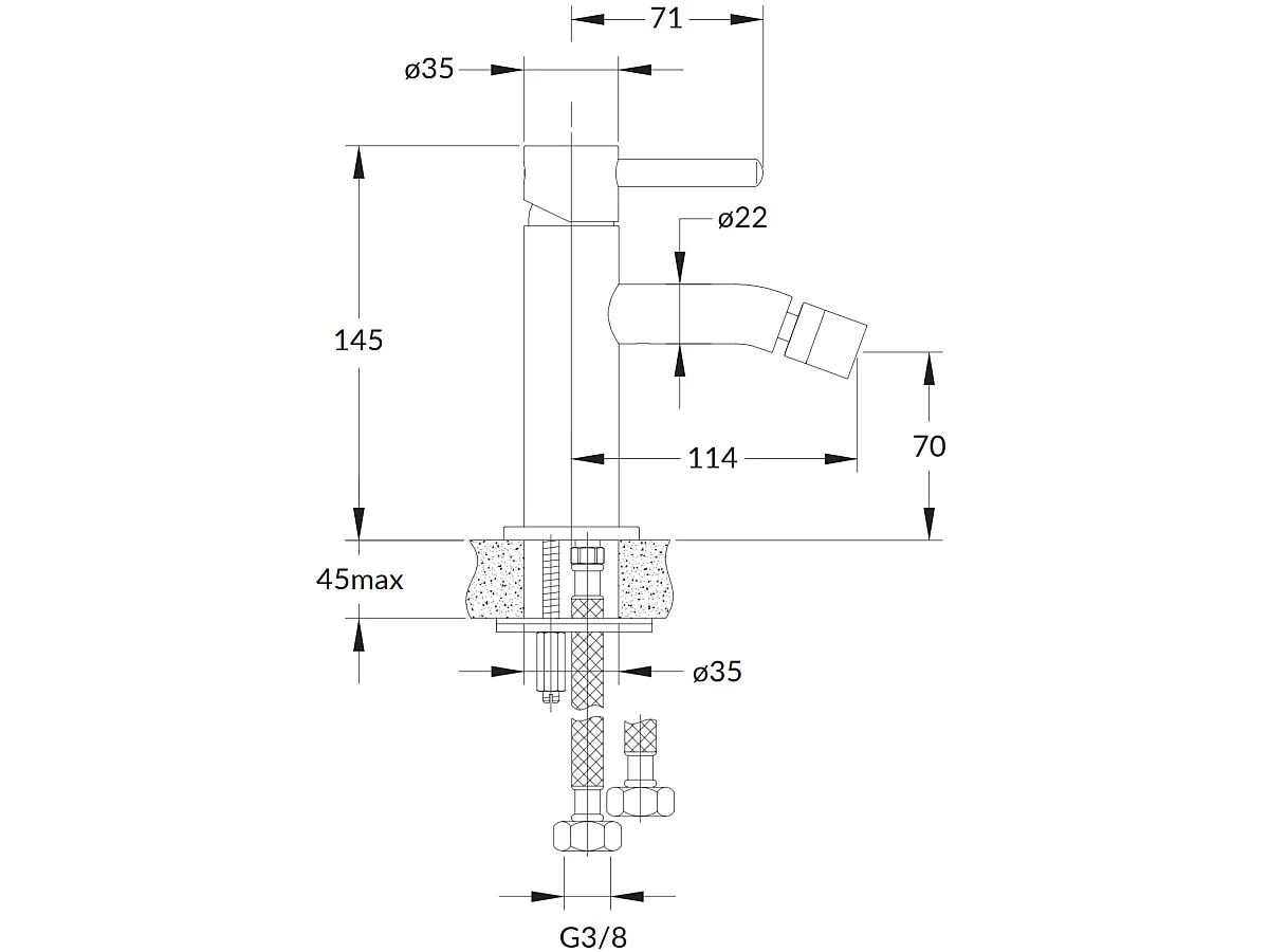 Miscelatore Bidet Oro Monocontrollo