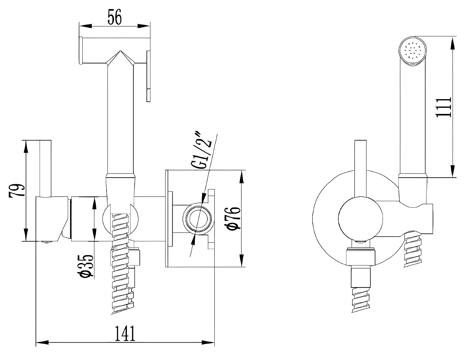 Invena Bidetarmatur Gold Wandarmatur Einhebelmischer