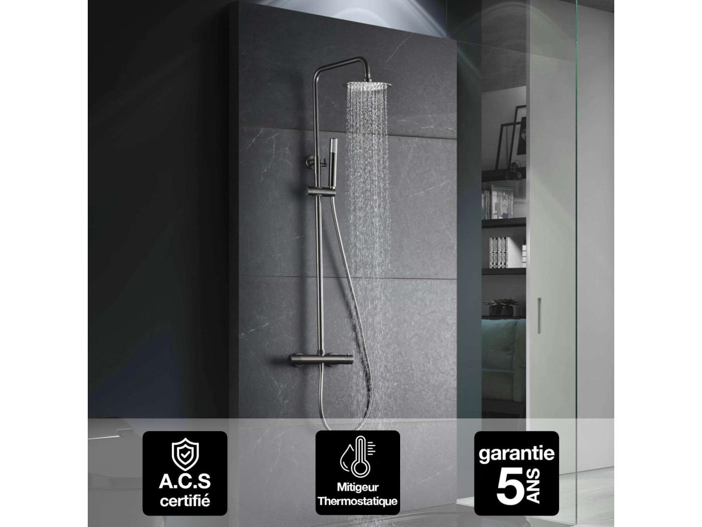 Colonne De Douche Thermostatique Imex Noir Gun M Tal Pvd Cartouche