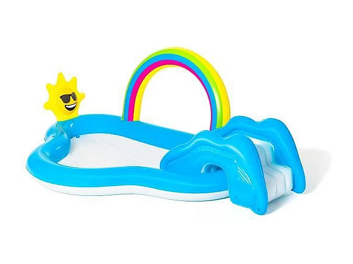 BESTWAY Aire de jeux avec pataugeoire Rainbow n Shine 257 x 145 x 91 cm
