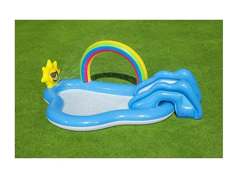 BESTWAY Aire de jeux avec pataugeoire Rainbow n Shine 257 x 145 x 91 cm