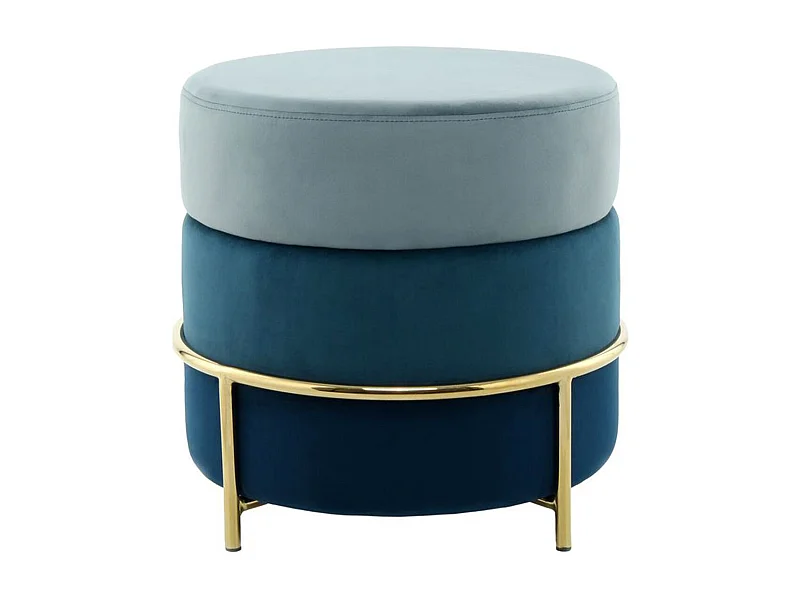 Pouf Rond Design en Velours "Matilda" 48cm Bleu