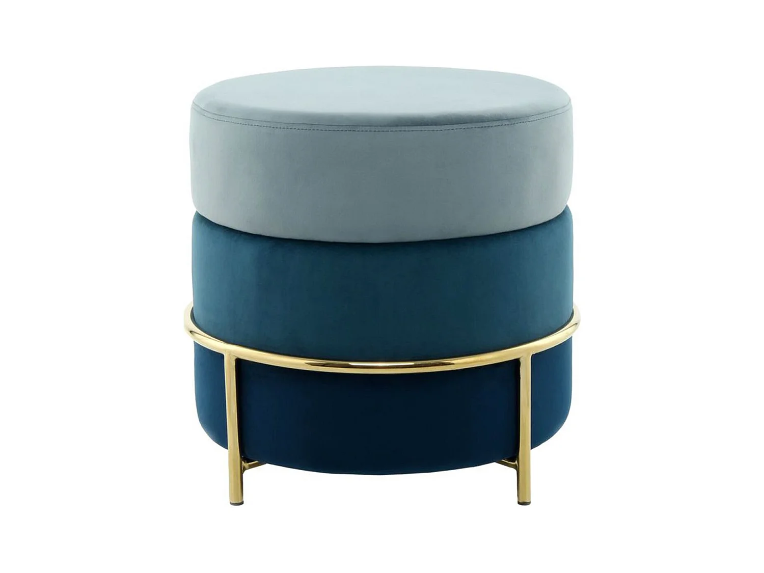 Pouf Rond Design en Velours "Matilda" 48cm Bleu