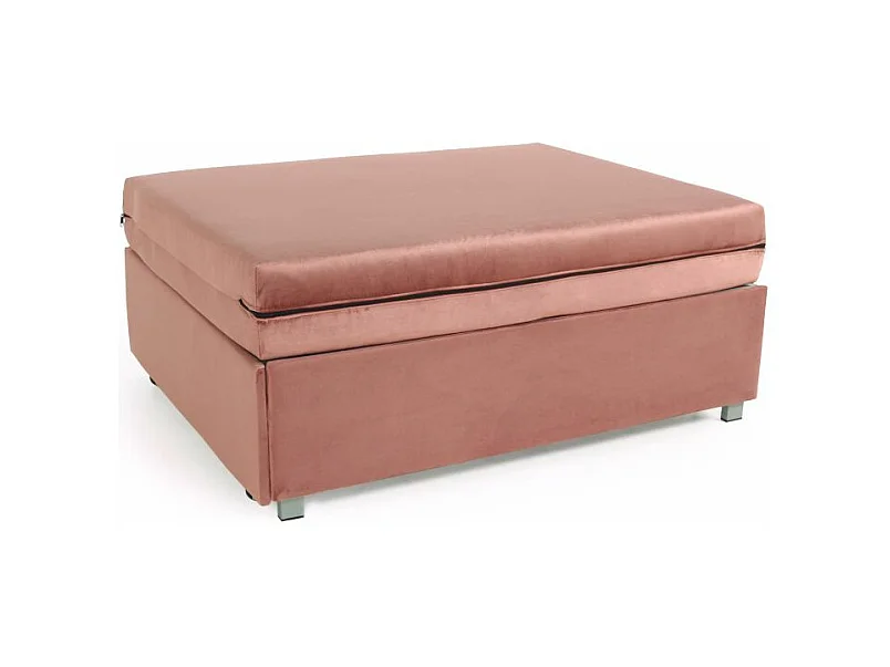 Pouf extensible convertible en lit 1 place Napoli Velours Rose