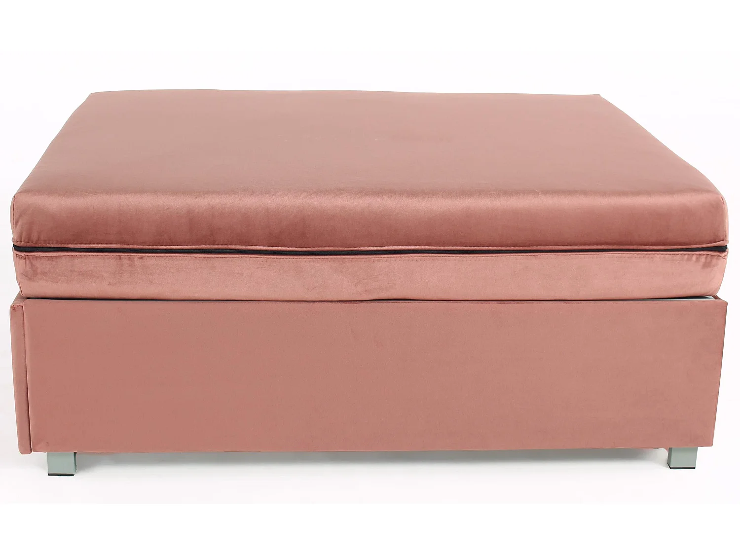 Pouf extensible convertible en lit 1 place Napoli Velours Rose