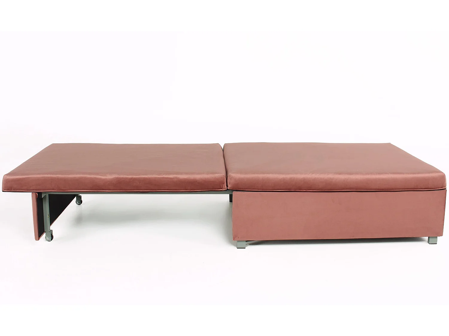 Pouf extensible convertible en lit 1 place Napoli Velours Rose