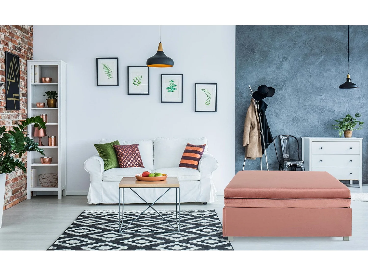 Pouf extensible convertible en lit 1 place Napoli Velours Rose