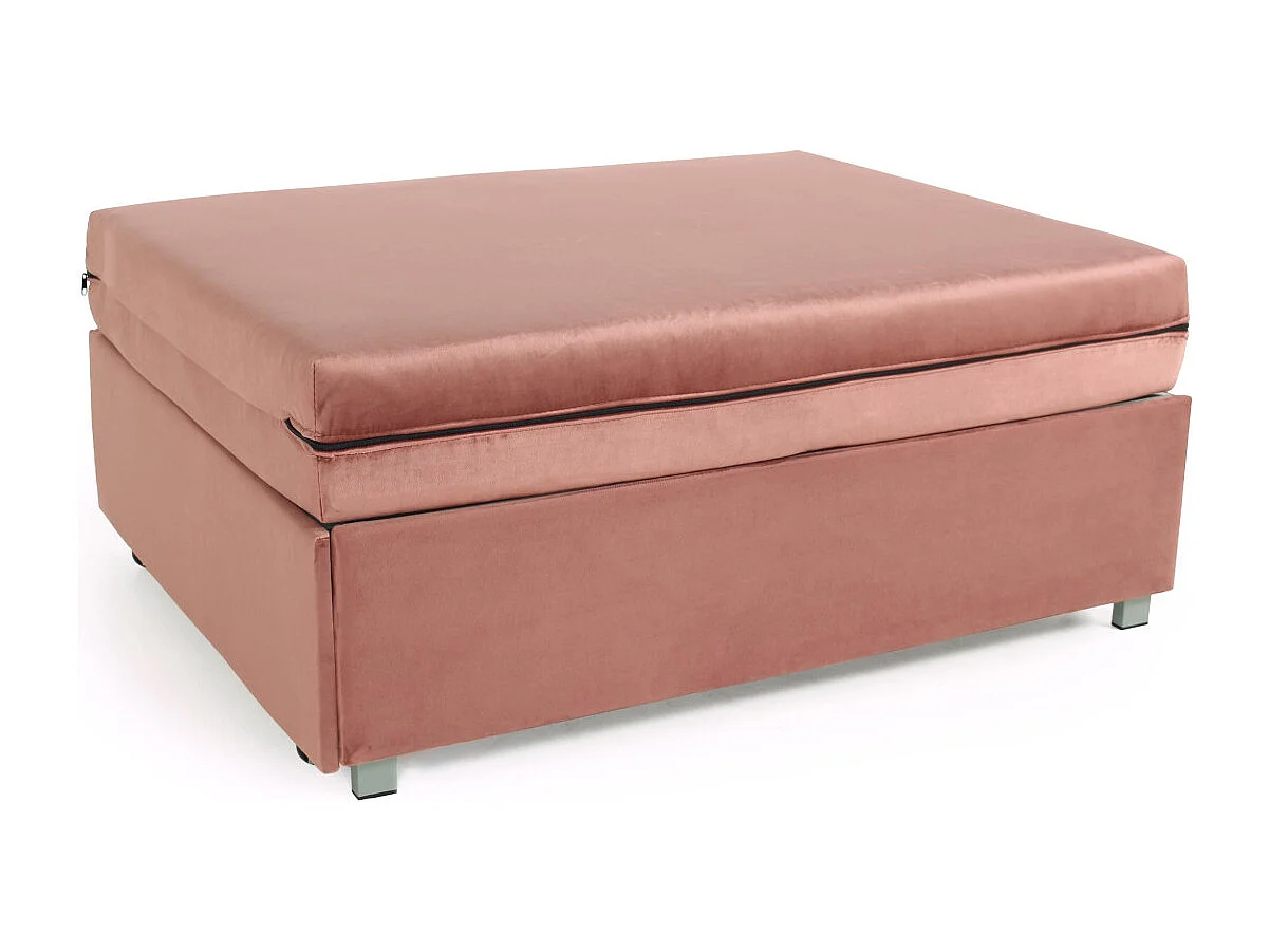 Pouf extensible convertible en lit 1 place Napoli Velours Rose