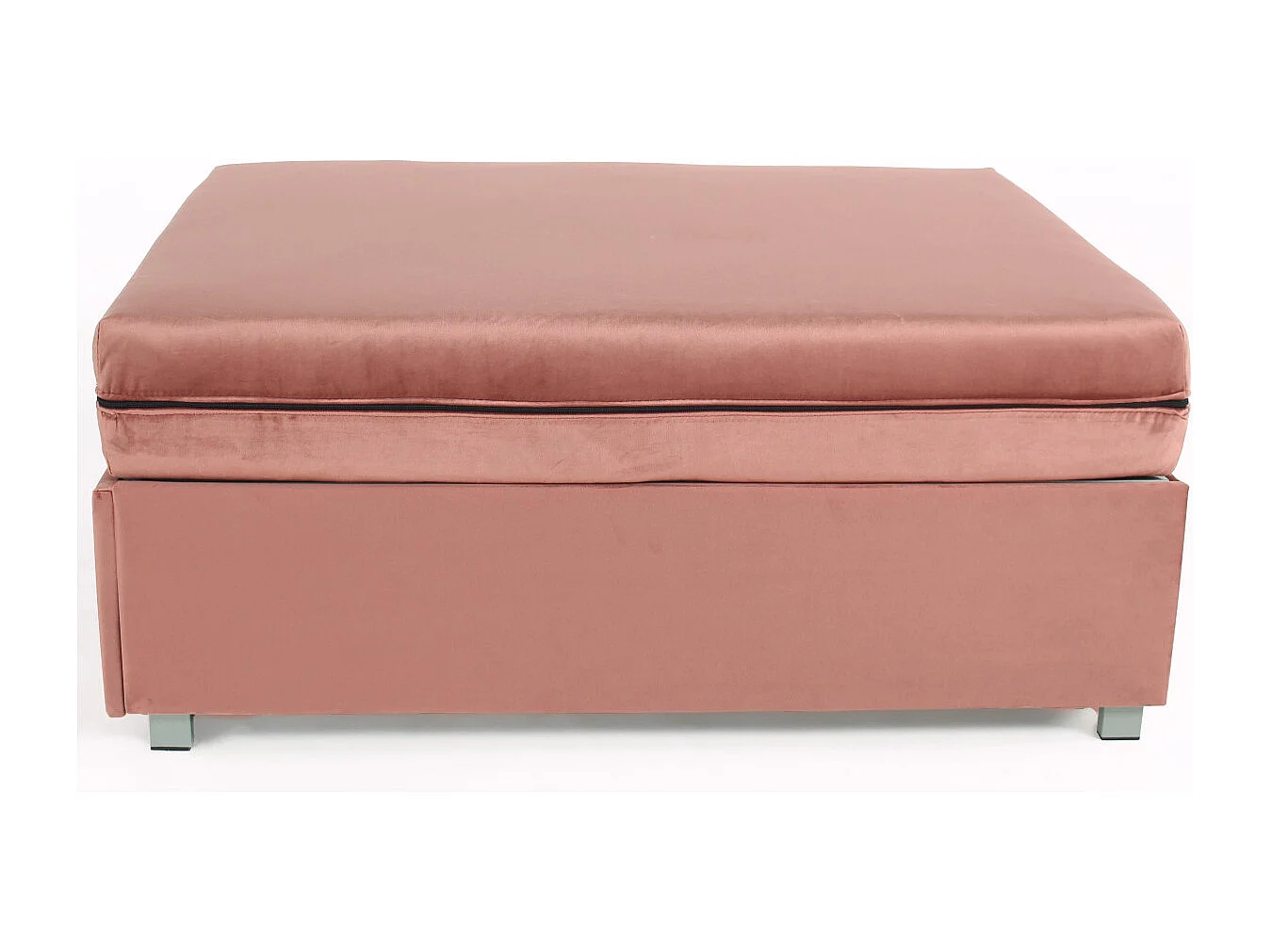 Pouf extensible convertible en lit 1 place Napoli Velours Rose