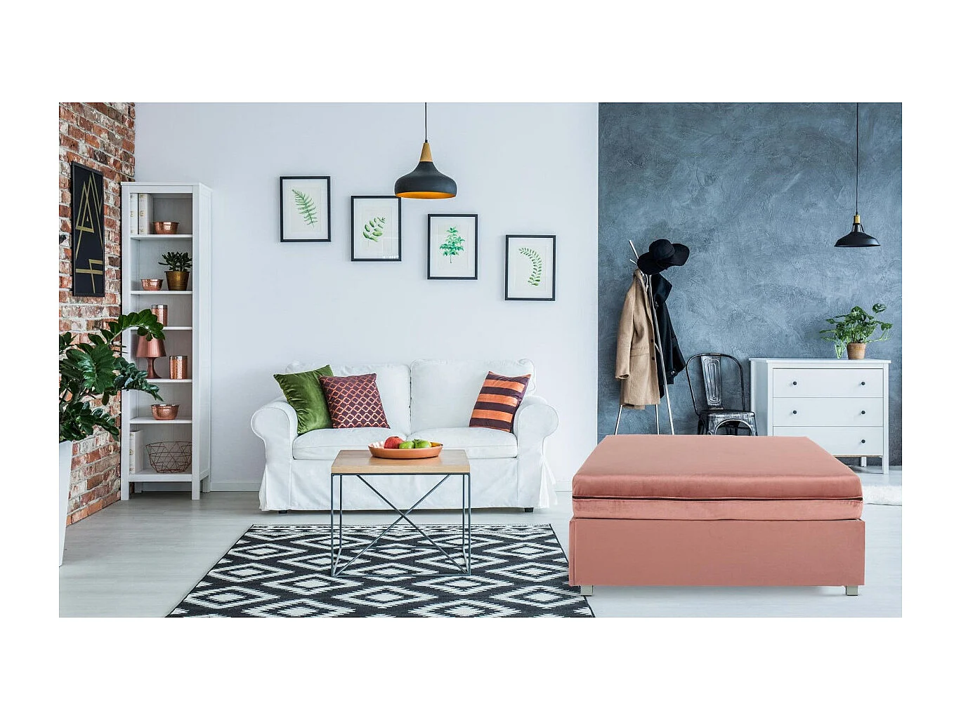 Pouf extensible convertible en lit 1 place Napoli Velours Rose