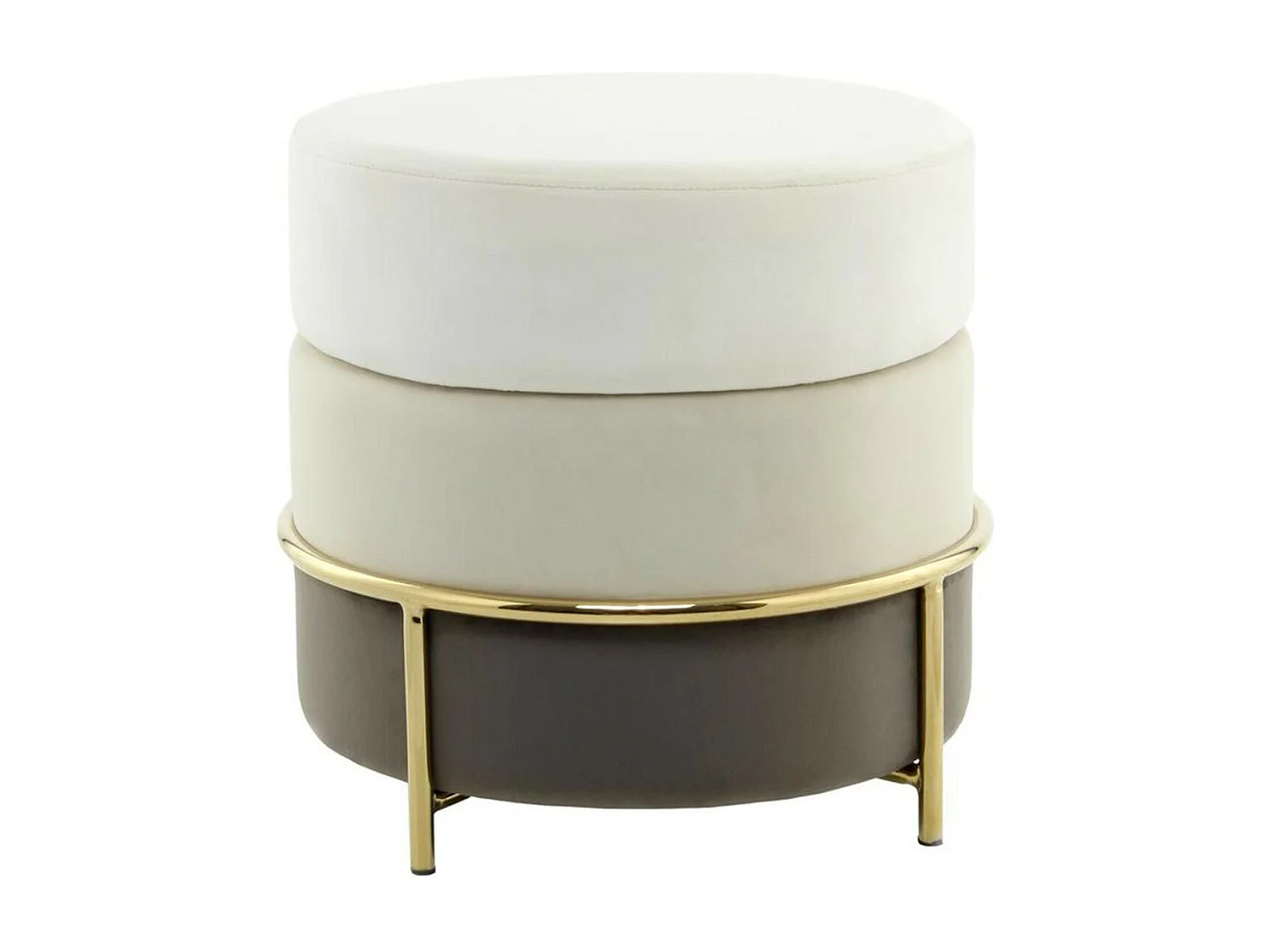 Pouf Rond Design en Velours "Matilda" 48cm Crème