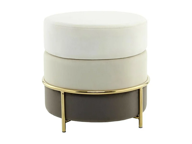 Pouf Rond Design en Velours "Matilda" 48cm Crème